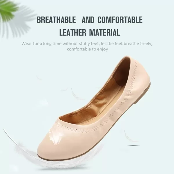 Womens Ballet Flat Lambskin Loafers Classic Round Toe Ballerina Casual Ladies Leather Shoes Foldable Portable Travel Roll Up Slipper for Women and Girl