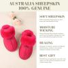 imageFANTURE Genuine Australian Sheepskin Women Slippers Memory Foam Fluffy Shearling Slippers Indoor Outdoor House Shoes with Warm Lining901berry