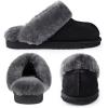 imageFANTURE Genuine Australian Sheepskin Women Slippers Memory Foam Fluffy Shearling Slippers Indoor Outdoor House Shoes with Warm Lining901blackgrey