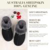 imageFANTURE Genuine Australian Sheepskin Women Slippers Memory Foam Fluffy Shearling Slippers Indoor Outdoor House Shoes with Warm Lining901blackgrey