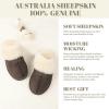 imageFANTURE Genuine Australian Sheepskin Women Slippers Memory Foam Fluffy Shearling Slippers Indoor Outdoor House Shoes with Warm Lining901coffee