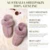 imageFANTURE Genuine Australian Sheepskin Women Slippers Memory Foam Fluffy Shearling Slippers Indoor Outdoor House Shoes with Warm Lining901pink