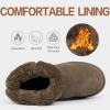 imageFANTURE Kids Snow Boots Boys Girls Winter Boots Cow Suede Warm Faux Fur Lined Durable ShoesLittle KidBig Kid902darktan