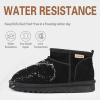 imageFANTURE Kids Snow Boots Boys Girls Winter Boots Cow Suede Warm Faux Fur Lined Durable ShoesLittle KidBig Kid912lblack