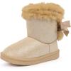 imageFANTURE Toddler Snow Boots for Girls Boys Winter Warm Fur Lined Kids Non Slip Outdoor Shoes ToddlerLittle Kid021btgold
