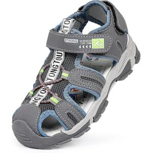 imageFANTURE Kids Athletic Sandals Closed Toe Lightweight Boys Girls Outdoor Summer Sports Shoes003grey