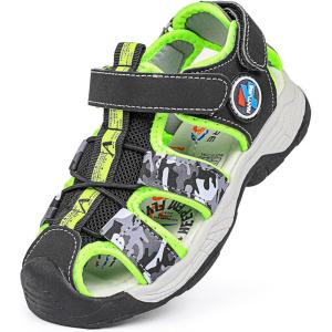 imageFANTURE Kids Athletic Sandals Closed Toe Lightweight Boys Girls Outdoor Summer Sports Shoes004blackgreen