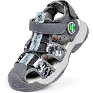 imageFANTURE Kids Athletic Sandals Closed Toe Lightweight Boys Girls Outdoor Summer Sports Shoes004camogrey