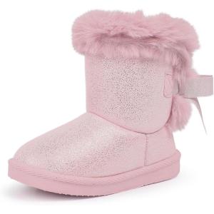 imageFANTURE Toddler Snow Boots for Girls Boys Winter Warm Fur Lined Kids Non Slip Outdoor Shoes ToddlerLittle Kid021btpink