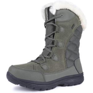 imageFANTURE Womens Waterproof MidCalf Snow Boot  Winter Thinsulate Insulation Warm Fur Lined  AntiSlip ampamp Lace Up Closure Cold Weather Boots U420WGLBY20240712Olive