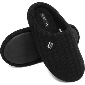 imageFANTURE nisex Mens Womens Memory Foam Slippers Comfort CottonBlend Closed Toe House Shoes Indoor ScuffU419WMT02920240606Black