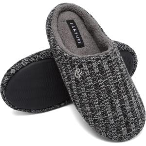 imageFANTURE nisex Mens Womens Memory Foam Slippers Comfort CottonBlend Closed Toe House Shoes Indoor ScuffU419WMT02920240606Black Gray