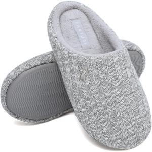imageFANTURE nisex Mens Womens Memory Foam Slippers Comfort CottonBlend Closed Toe House Shoes Indoor ScuffU419WMT02920240606Light Gray