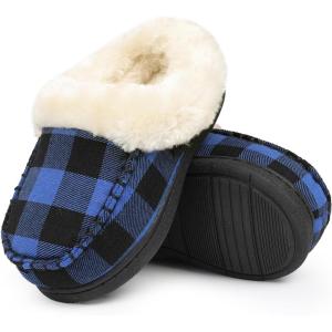 imageToddler Kids House Shoes Slippers with Memory Foam Fuzzy and Warm Cozy Comfort Fleece Clog Slip On Sole Protection for Boys Girls Indoor OutdoorBluegz