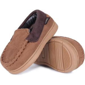 imageToddler Kids House Shoes Slippers with Memory Foam Fuzzy and Warm Cozy Comfort Fleece Clog Slip On Sole Protection for Boys Girls Indoor OutdoorKhaki
