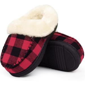 imageToddler Kids House Shoes Slippers with Memory Foam Fuzzy and Warm Cozy Comfort Fleece Clog Slip On Sole Protection for Boys Girls Indoor OutdoorRedgz