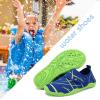 imageFANTURE Girls ampamp Boys Water Shoes Lightweight Comfort Sole Easy Walking Athletic Slip on Aqua SockToddlerLittle KidBig Kid3bluegrn