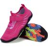 imageFANTURE Girls ampamp Boys Water Shoes Lightweight Comfort Sole Easy Walking Athletic Slip on Aqua SockToddlerLittle KidBig Kid565rose Red