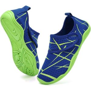 imageFANTURE Girls ampamp Boys Water Shoes Lightweight Comfort Sole Easy Walking Athletic Slip on Aqua SockToddlerLittle KidBig Kid3bluegrn