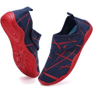 imageFANTURE Girls ampamp Boys Water Shoes Lightweight Comfort Sole Easy Walking Athletic Slip on Aqua SockToddlerLittle KidBig Kid3navyred