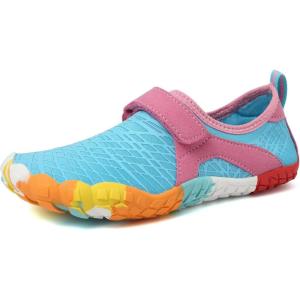 imageFANTURE Girls ampamp Boys Water Shoes Lightweight Comfort Sole Easy Walking Athletic Slip on Aqua SockToddlerLittle KidBig Kid625lblue