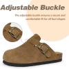 imageFANTURE Kids Genuine Suede Clogs with Cork Footbed  Adjustable Buckle Leather Sandals for Boys Girls Slip On Mules for Indoor ampamp Outdoor1032brown