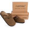 imageFANTURE Kids Genuine Suede Clogs with Cork Footbed  Adjustable Buckle Leather Sandals for Boys Girls Slip On Mules for Indoor ampamp Outdoor1032brown