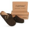 imageFANTURE Kids Genuine Suede Clogs with Cork Footbed  Adjustable Buckle Leather Sandals for Boys Girls Slip On Mules for Indoor ampamp Outdoor1032coffee
