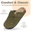 imageFANTURE Kids Genuine Suede Clogs with Cork Footbed  Adjustable Buckle Leather Sandals for Boys Girls Slip On Mules for Indoor ampamp Outdoor1032green