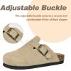 imageFANTURE Kids Genuine Suede Clogs with Cork Footbed  Adjustable Buckle Leather Sandals for Boys Girls Slip On Mules for Indoor ampamp Outdoor1032khaki