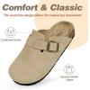 imageFANTURE Kids Genuine Suede Clogs with Cork Footbed  Adjustable Buckle Leather Sandals for Boys Girls Slip On Mules for Indoor ampamp Outdoor1032khaki