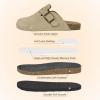 imageFANTURE Kids Genuine Suede Clogs with Cork Footbed  Adjustable Buckle Leather Sandals for Boys Girls Slip On Mules for Indoor ampamp Outdoor1032khaki