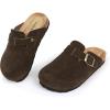 imageFANTURE Kids Genuine Suede Clogs with Cork Footbed  Adjustable Buckle Leather Sandals for Boys Girls Slip On Mules for Indoor ampamp Outdoor1032coffee