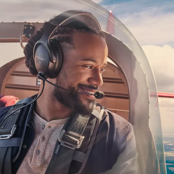 Bose A30 Aviation Headset Noise Cancelling Pilot Headset with Adjustable ANR Bluetooth and Lightweight Comfortable Design Dual Plug BlackBlack U174 No Bluetooth