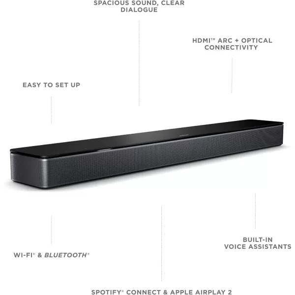 Bose Smart Soundbar 600 with Dolby Atmos Bluetooth Wireless Sound Bar for TV with BuildIn Microphone and Alexa Voice Control BlackSoundbar 600