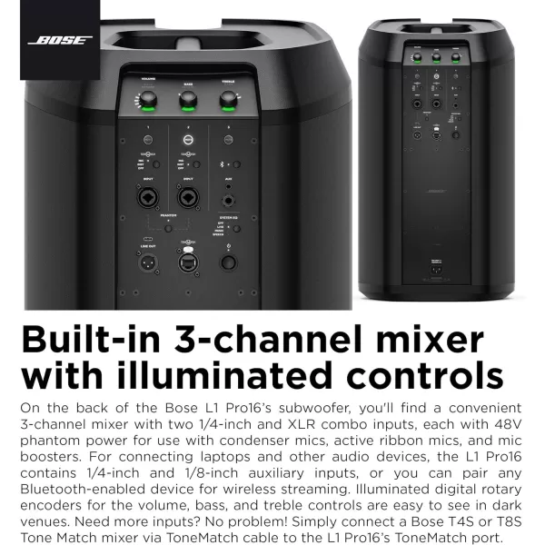 Bose L1 Pro16  Portable PA System Portable Line Array Speaker with Integrated Bluetooth builtin mixer and wireless App controlBlack