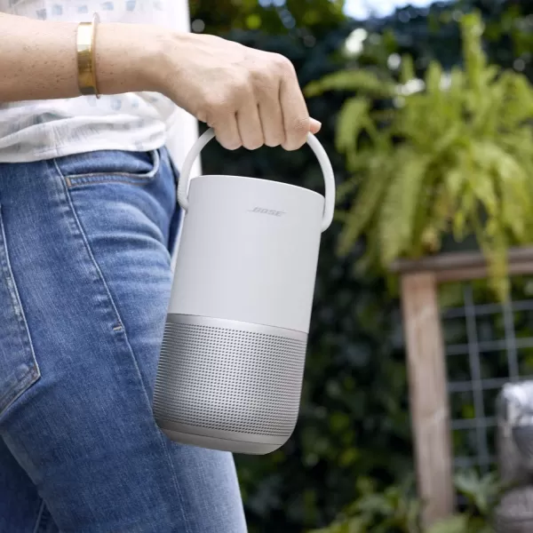 Bose Portable Smart Speaker  Wireless Bluetooth Speaker with Alexa Voice Control BuiltIn Water Resistant SilverLuxe Silver