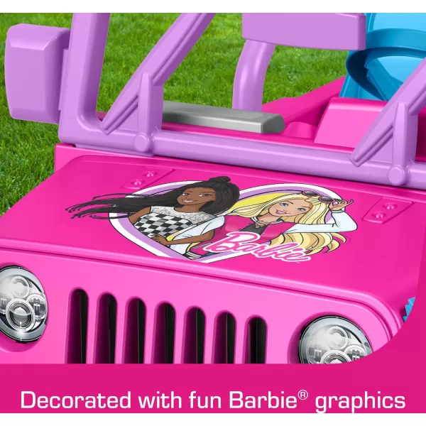 Power Wheels Barbie Jeep Wrangler RideOn Toy with Music BatteryPowered Preschool Toy MultiTerrain Traction Seats 2 Ages 3 YearsBarbie Jeep  Battery