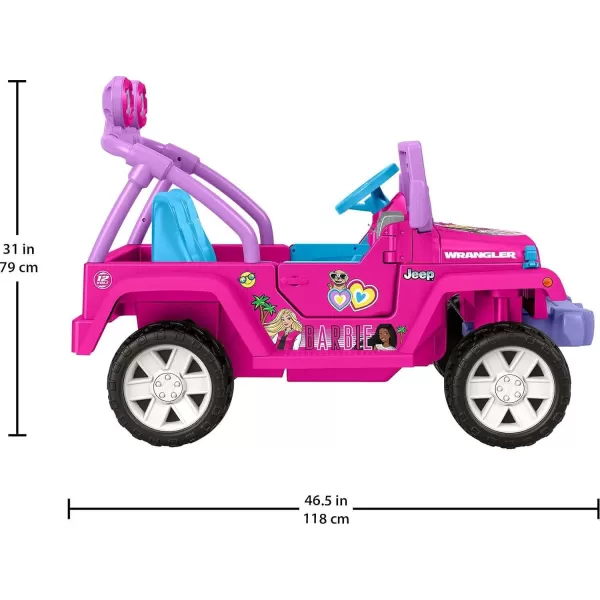 Power Wheels Barbie Jeep Wrangler RideOn Toy with Music BatteryPowered Preschool Toy MultiTerrain Traction Seats 2 Ages 3 YearsBarbie Jeep