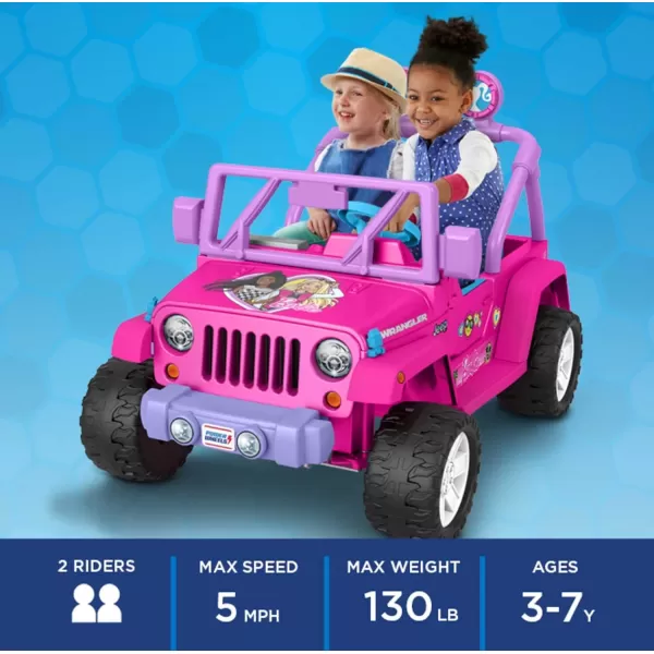 Power Wheels Barbie Jeep Wrangler RideOn Toy with Music BatteryPowered Preschool Toy MultiTerrain Traction Seats 2 Ages 3 YearsBarbie Jeep