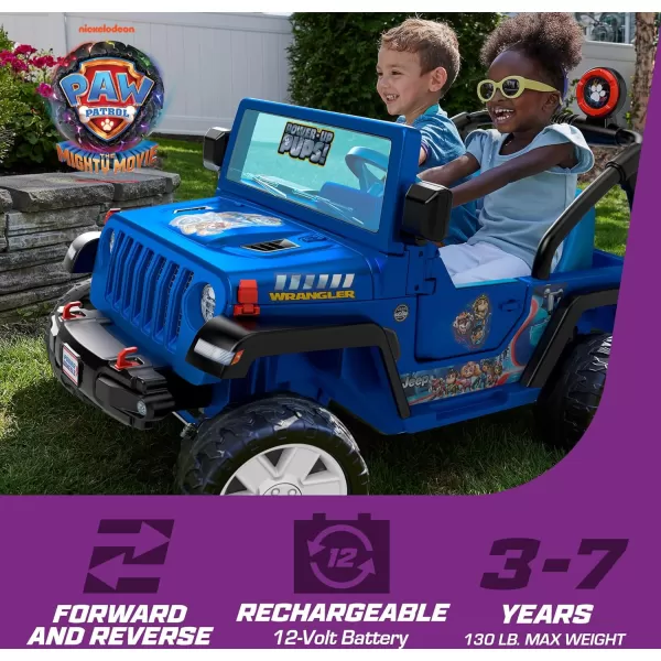 Power Wheels RideOn Toy PAW Patrol Mighty Movie Jeep Wrangler BatteryPowered Vehicle with Sounds Seats 2 Ages 3 YearsPaw Patrol Jeep  Battery