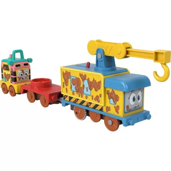 Thomas  Friends Motorized Toy Train Frosting Diesel Engine with Cargo Car  Robot Piece for Preschool Kids Ages 3 YearsMuddy Friends