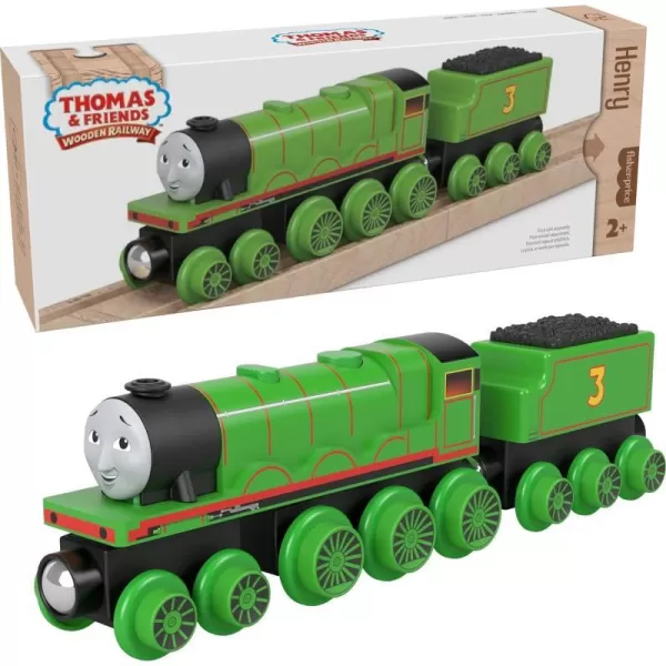 Thomas  Friends Wooden Railway Toy Train Henry PushAlong Wood Engine  Coal Car for Toddlers  Preschool Kids Ages 2 Years Amazon ExclusiveHenry