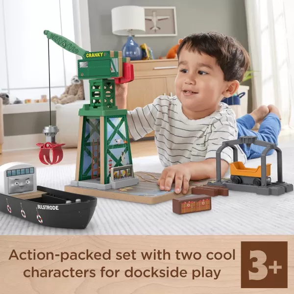 Thomas ampamp Friends Wooden Railway Toy Train Set Brendam Docks Wood Playset with Cranky The Crane for Preschool Kids Ages 3 Years Amazon Exclusive