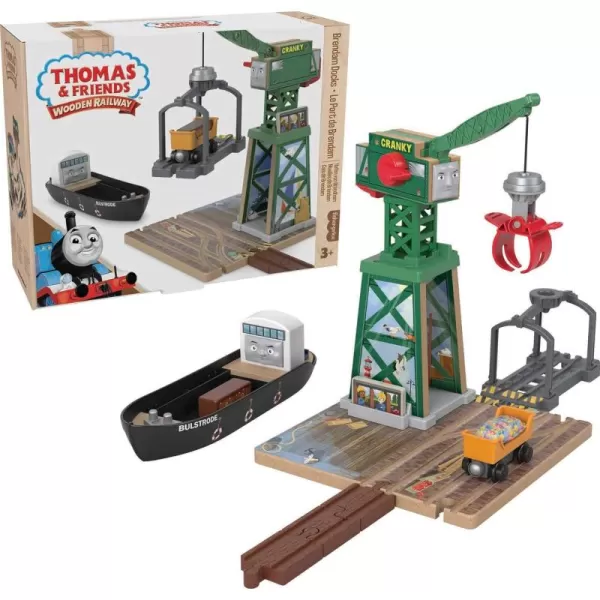 Thomas ampamp Friends Wooden Railway Toy Train Set Brendam Docks Wood Playset with Cranky The Crane for Preschool Kids Ages 3 Years Amazon Exclusive