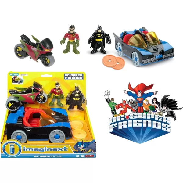 DC Super Friends FisherPrice Imaginext DC Super Friends Batmobile amp CycleDC Super Friends FisherPrice Imaginext DC Super Friends Batmobile amp Cycle