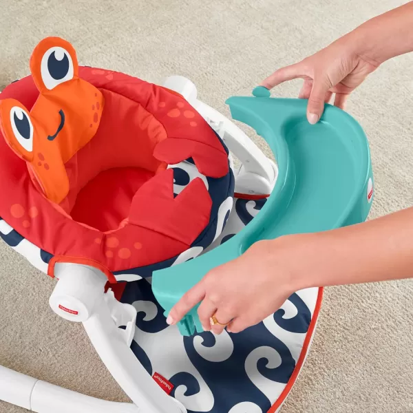 FisherPrice Baby Portable Baby Chair SitMeUp Floor Seat With Snack Tray And Developmental ToysCrinkle amp Squeaker Seat Pad CrabCrab