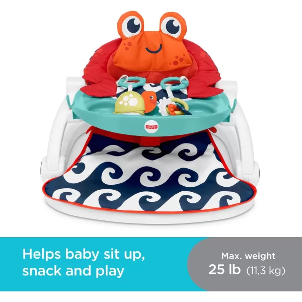 FisherPrice Baby Portable Baby Chair SitMeUp Floor Seat With Snack Tray And Developmental ToysCrinkle amp Squeaker Seat Pad CrabCrab