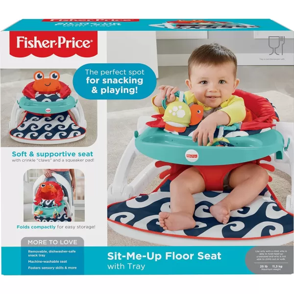 FisherPrice Baby Portable Baby Chair SitMeUp Floor Seat With Snack Tray And Developmental ToysCrinkle amp Squeaker Seat Pad CrabCrab