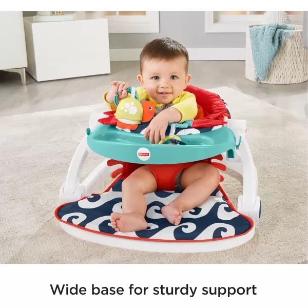 FisherPrice Baby Portable Baby Chair SitMeUp Floor Seat With Snack Tray And Developmental ToysCrinkle amp Squeaker Seat Pad CrabCrab